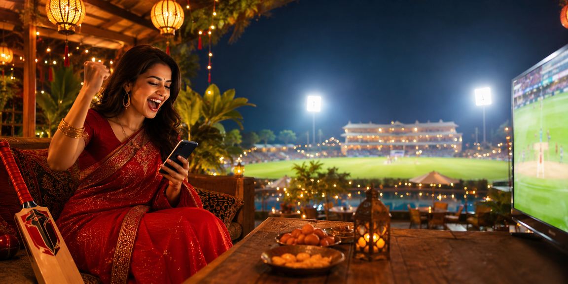সিলেটে শাড়ি পরা নারী মোবাইলে ক্রিকেট বেটিং টিপস দেখছেন
